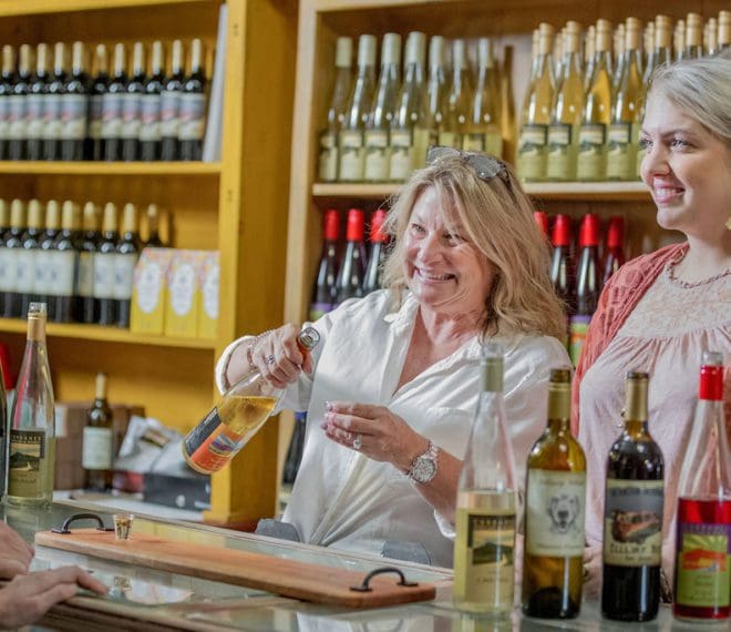 Women enjoying wine