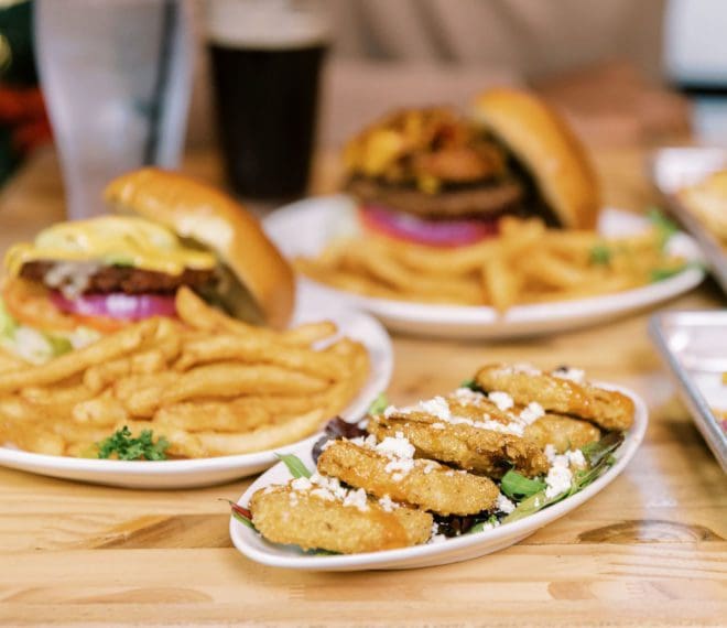 delicious burger and fries