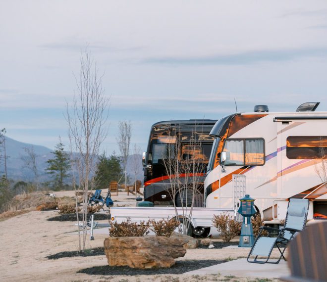 Multiple RV's and campers parked