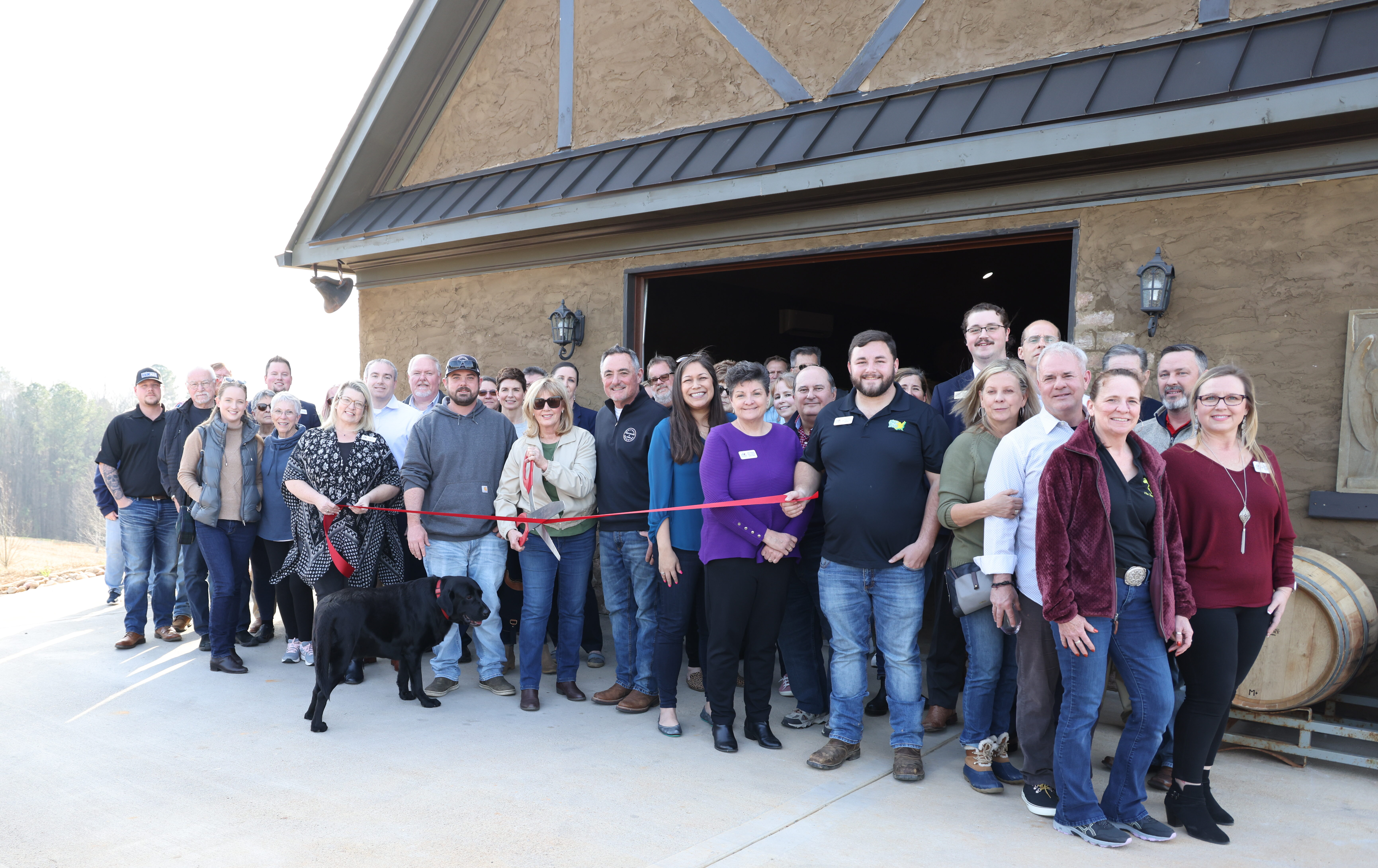 Barrel Barn at Chateau Meichtry Ribbon cutting with Owners, Chamber Board of Directors and Ambassadors