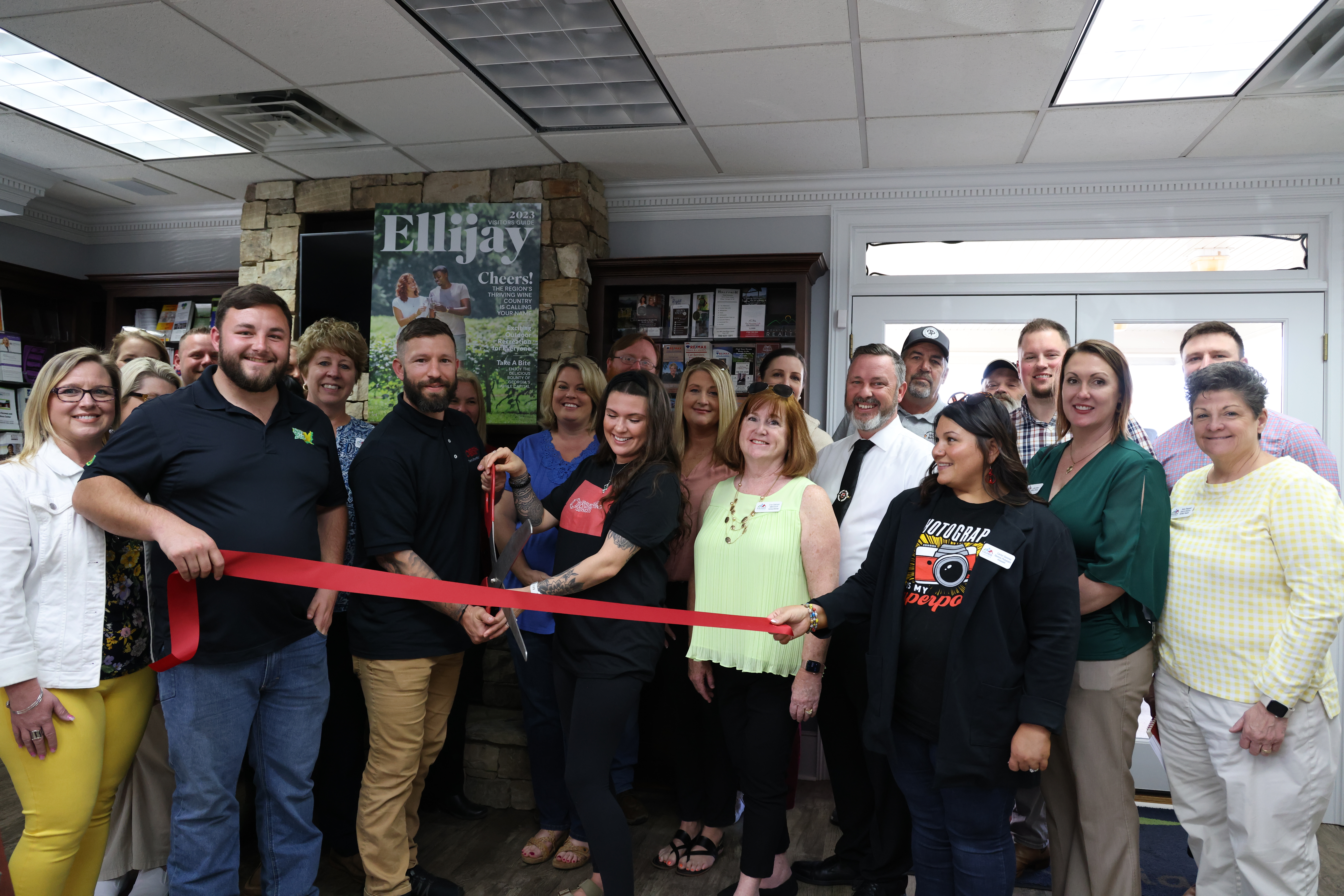 Brumfield Contracting ribbon cutting with Owners, Ambassadors and BOD